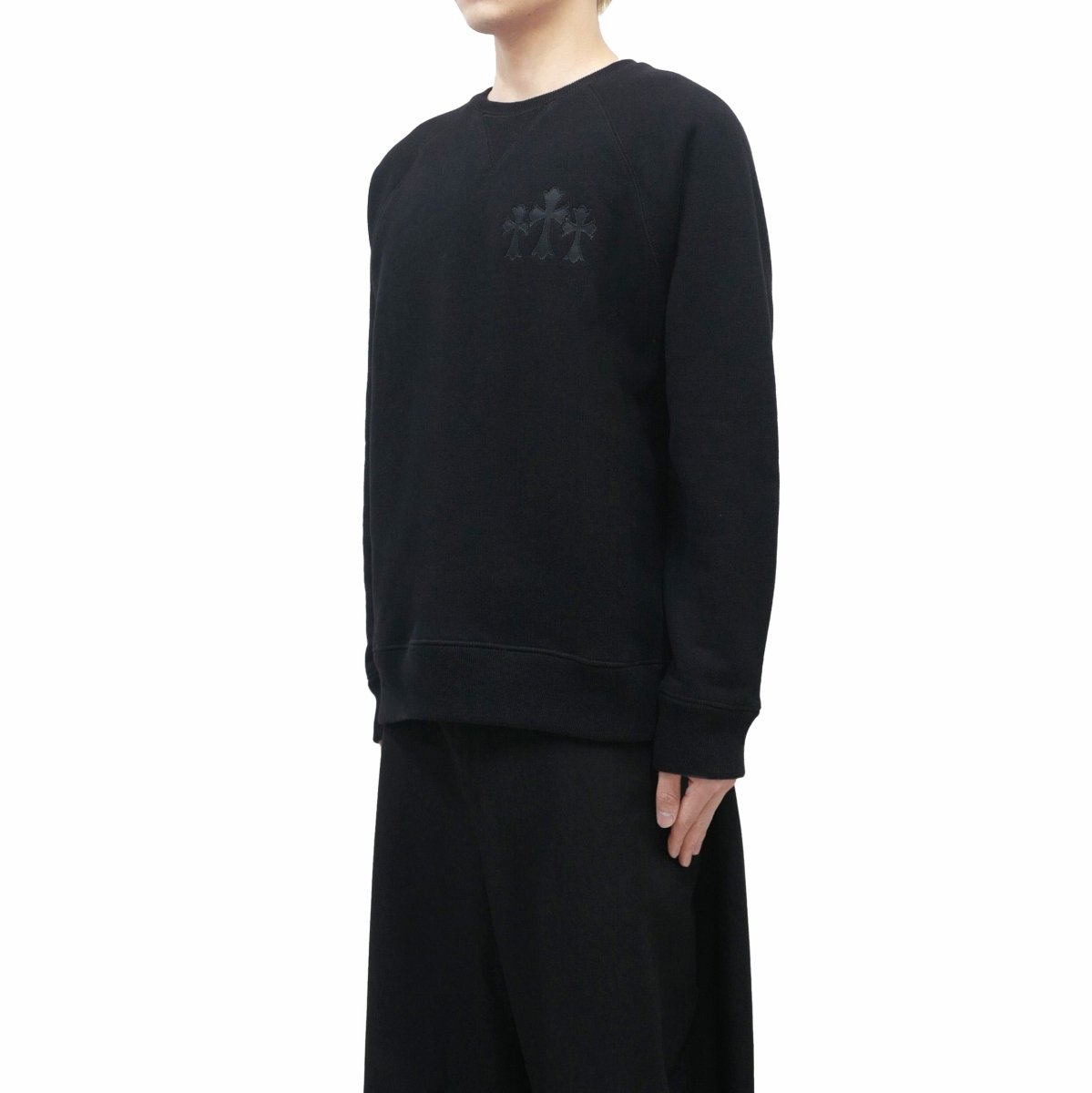 Chrome Hearts CH Logo Cross Leather Patch Sweatshirt in Black