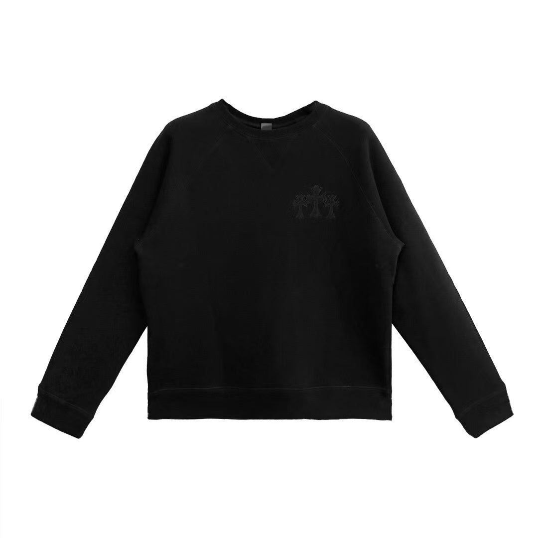 Chrome Hearts CH Logo Cross Leather Patch Sweatshirt in Black