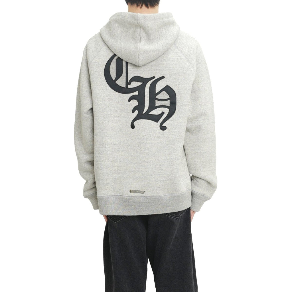 Chrome Hearts CH Logo Cross Leather Patch Grey Pullover Hoodie