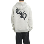 Chrome Hearts CH Logo Cross Leather Patch Grey Pullover Hoodie