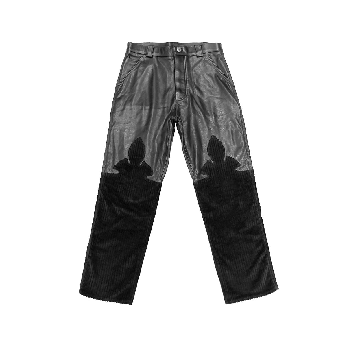 Chrome Hearts Corduroy Leather Fleurknee Black Pants