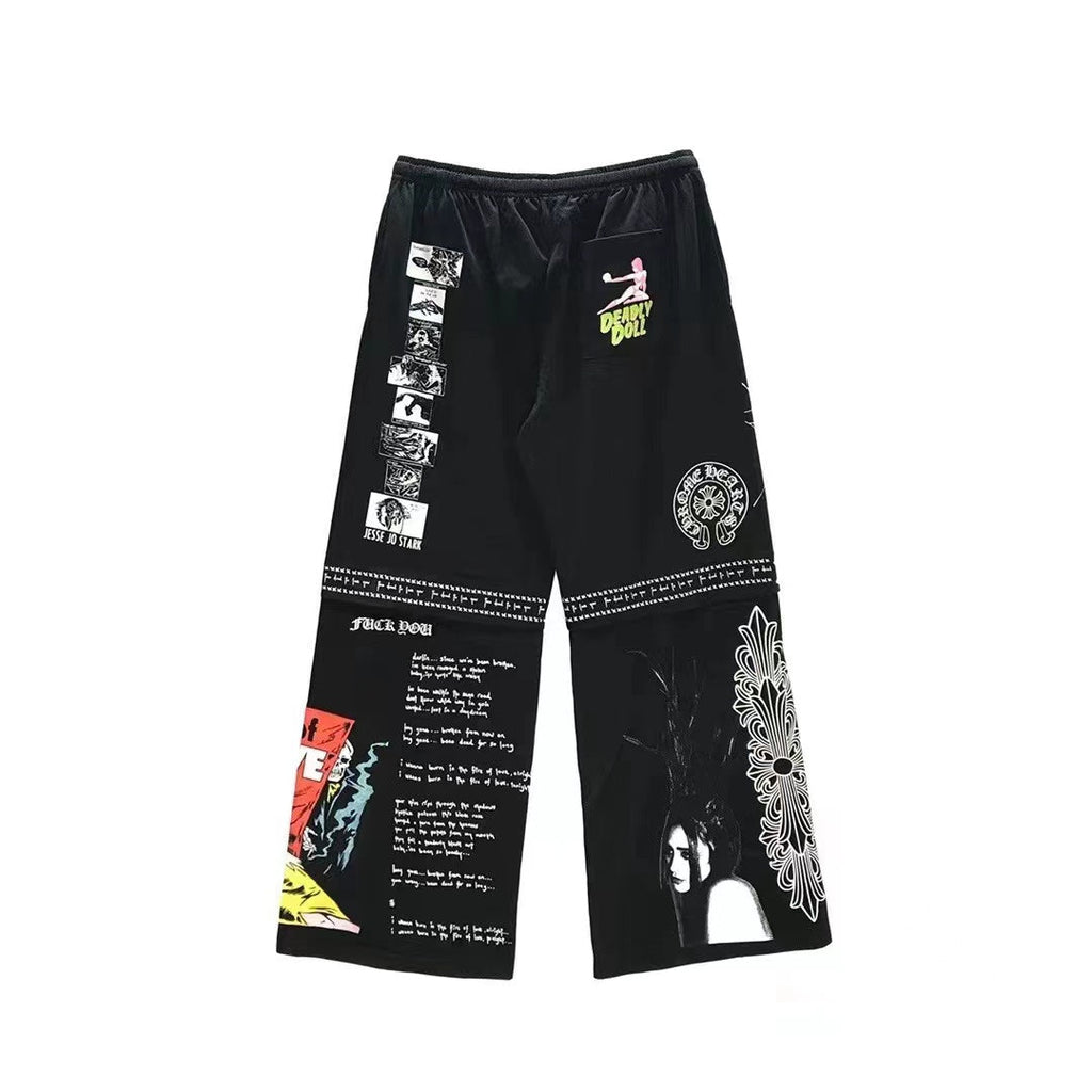 Chrome Hearts Deadly Doll Comic Black Loose Sweatpants