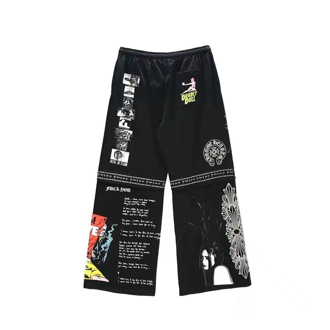 Chrome Hearts Deadly Doll Comic Black Loose Sweatpants