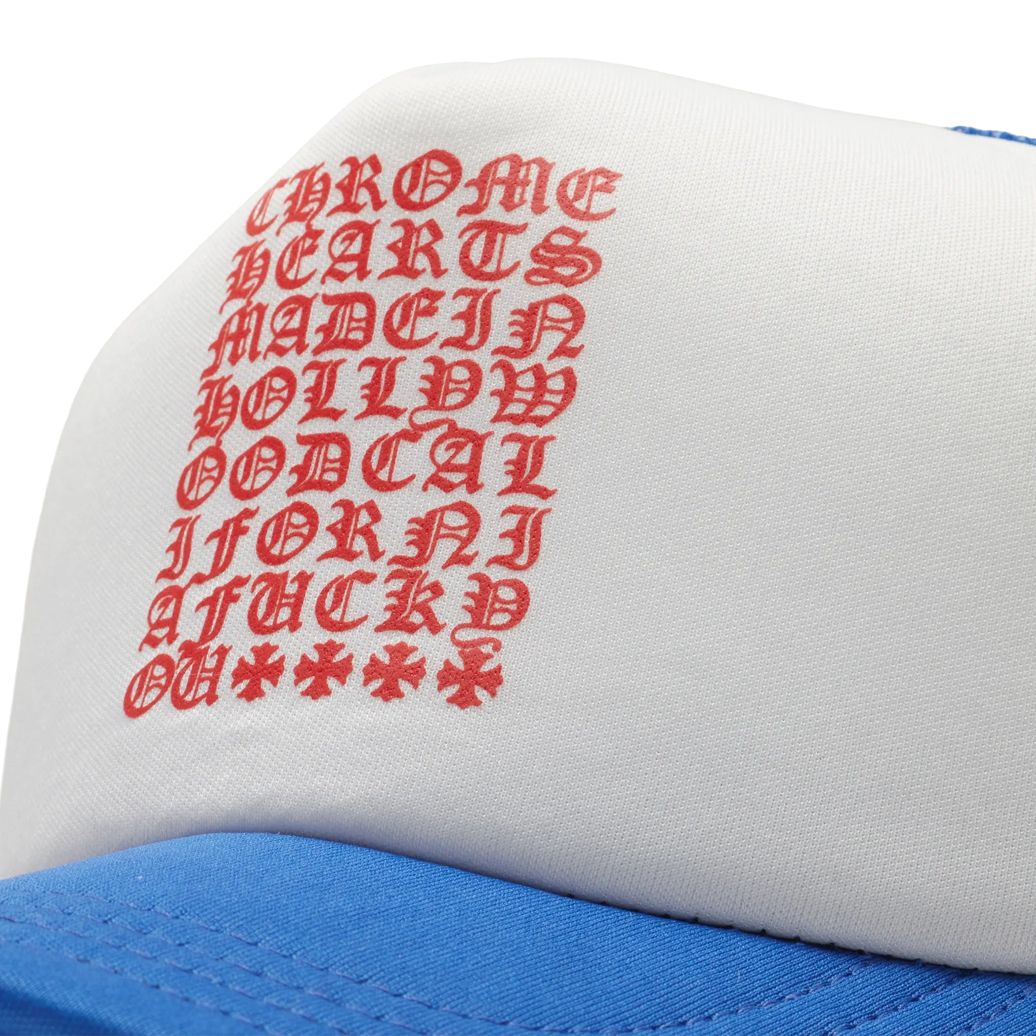 Chrome Hearts Eyechart Trucker Cap - Blue/White/Red