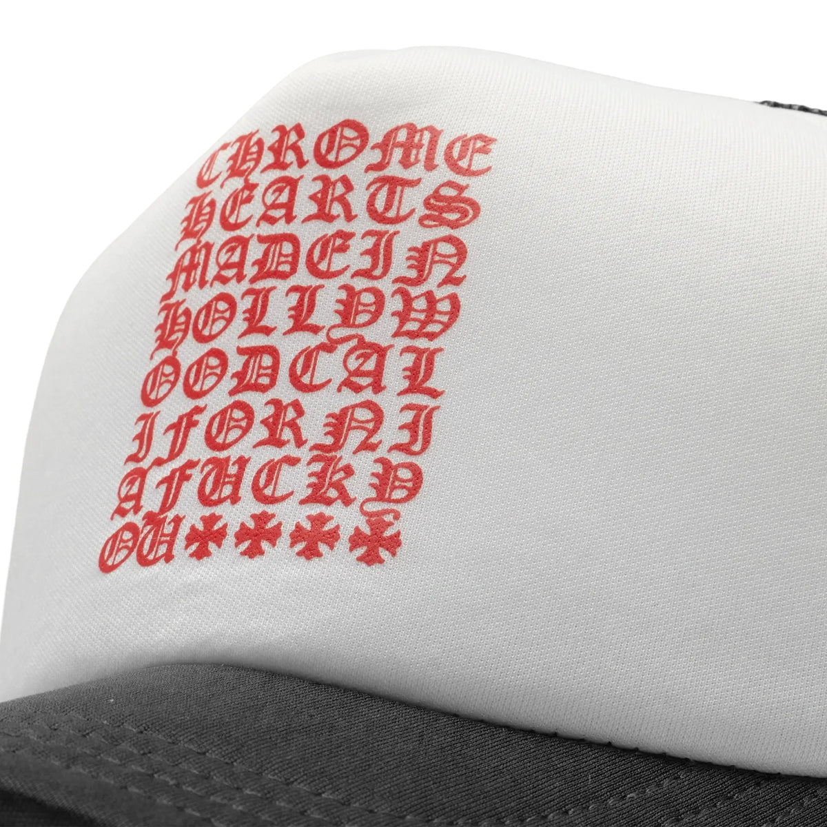 Chrome Hearts Eyechart Trucker Cap - Black/White/Red