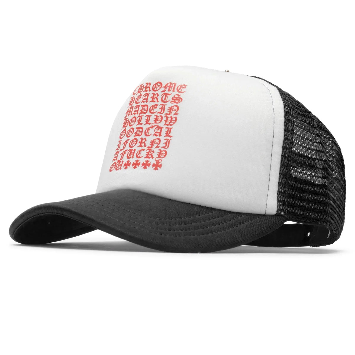 Chrome Hearts Eyechart Trucker Cap - Black/White/Red