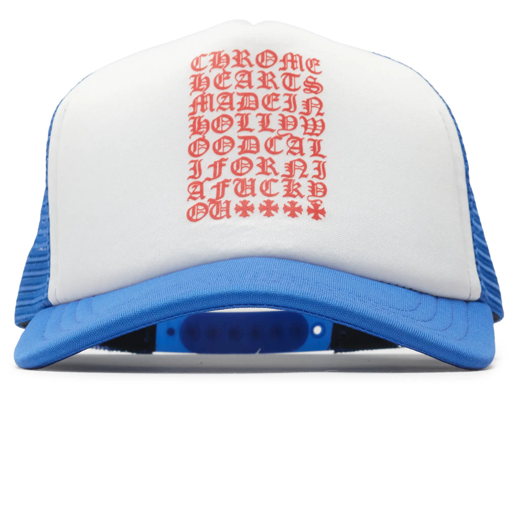 Chrome Hearts Eyechart Trucker Cap - Blue/White/Red
