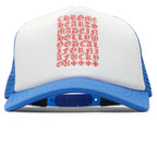 Chrome Hearts Eyechart Trucker Cap - Blue/White/Red