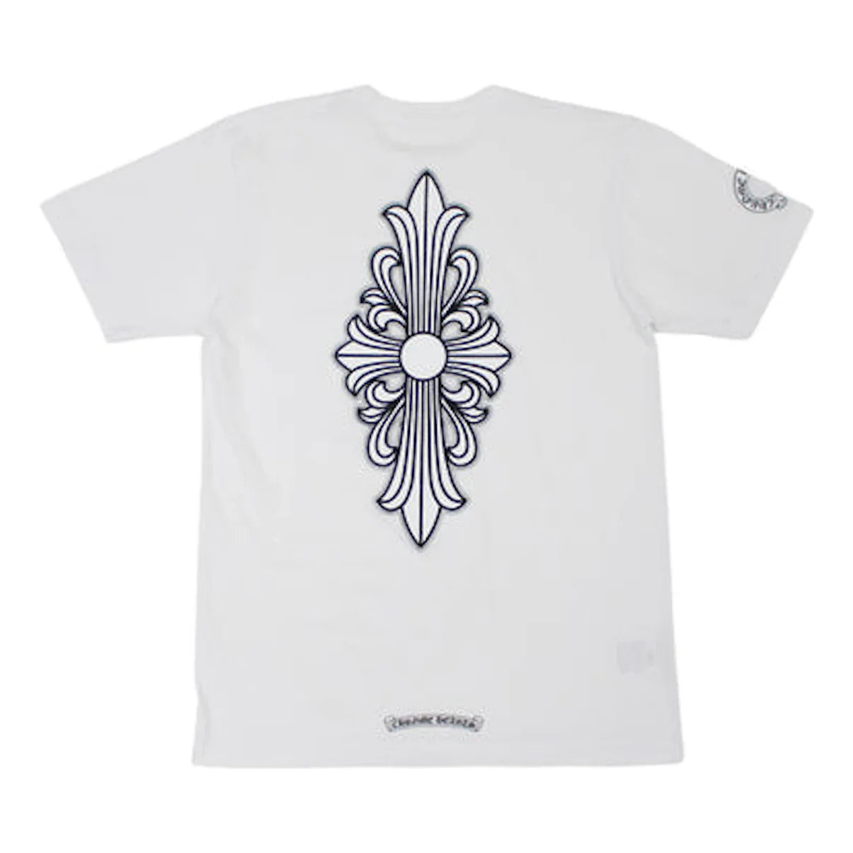 Chrome Hearts White t-shirt with black decorative emblem on a white background