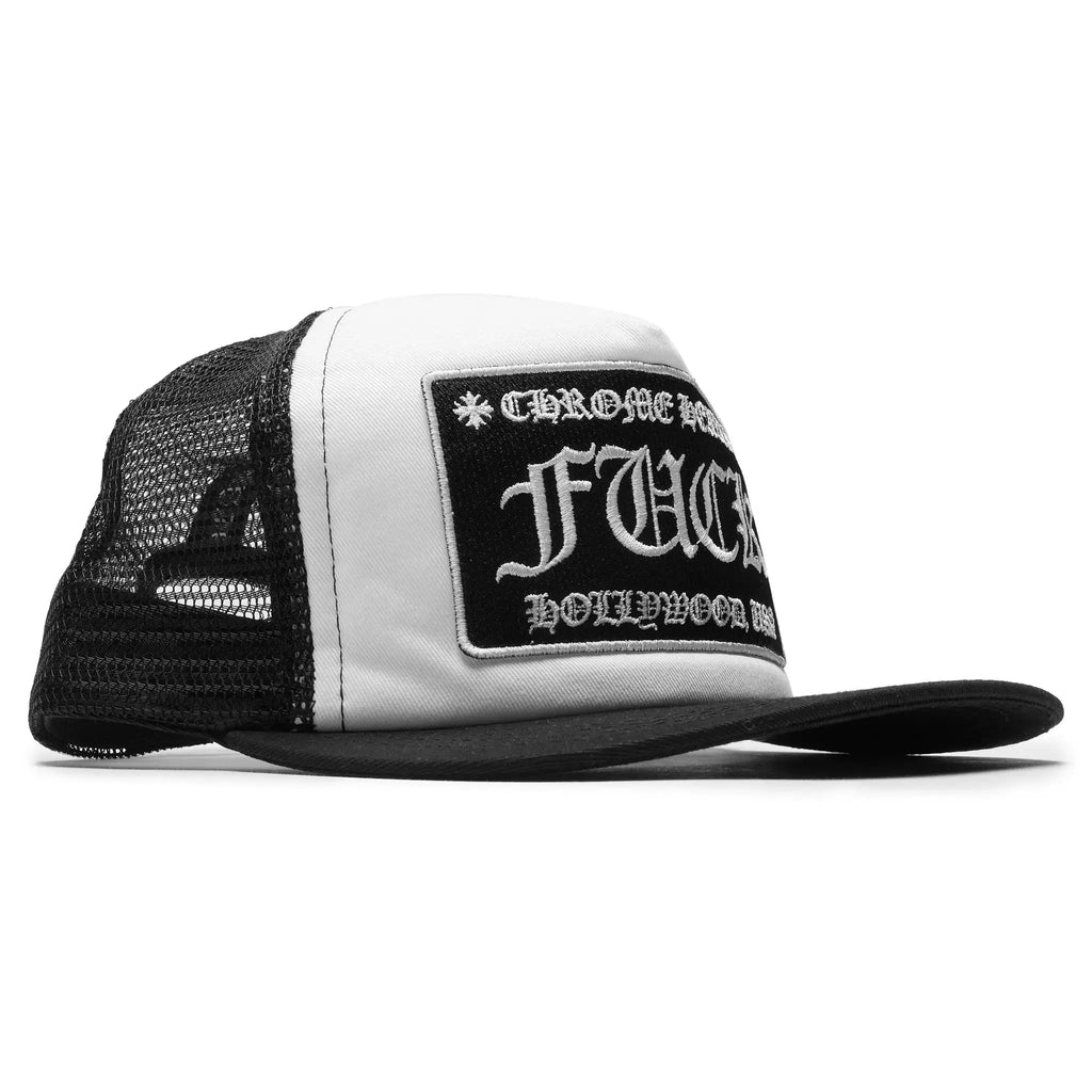 Chrome Hearts Fuck Hollywood Trucker Cap - White/Black