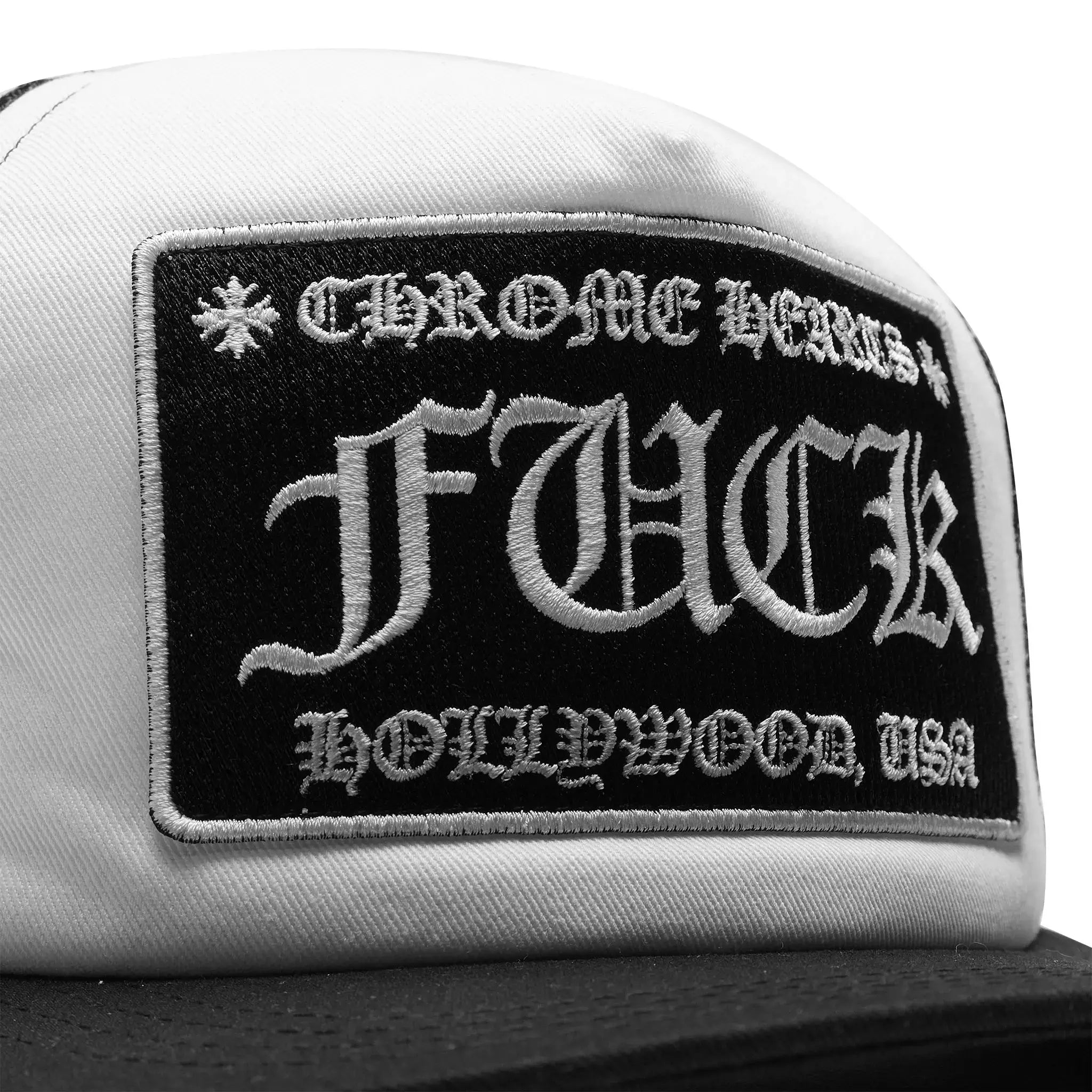 Chrome Hearts Fuck Hollywood Trucker Cap - White/Black