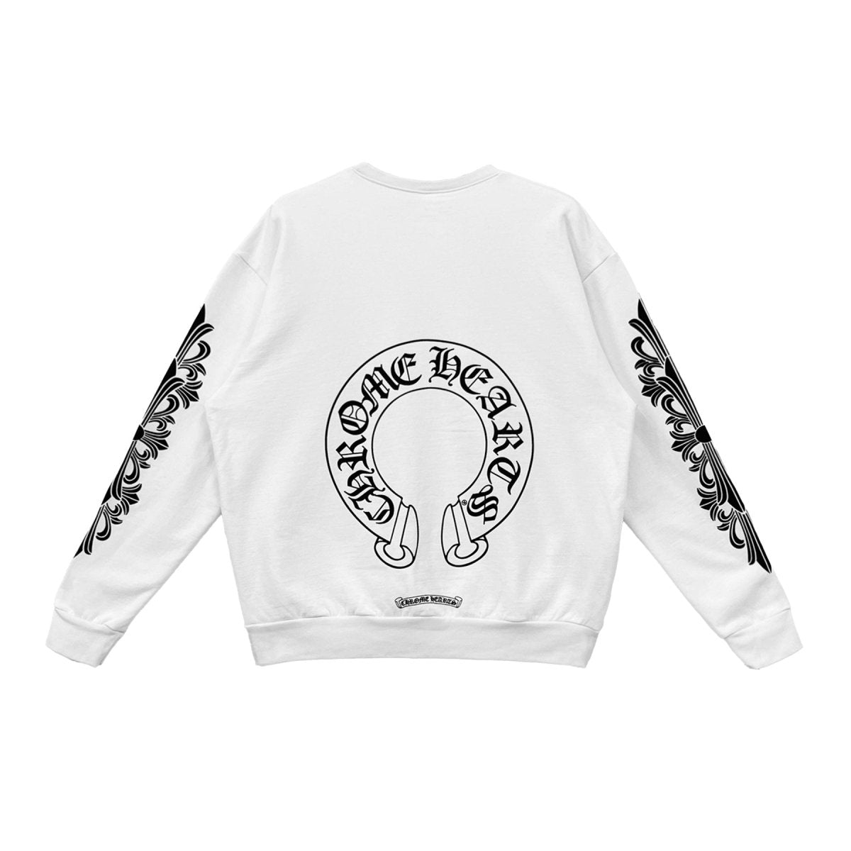 Chrome Hearts Horseshoe Floral Sleeves White Crewneck Sweatshirt - front view