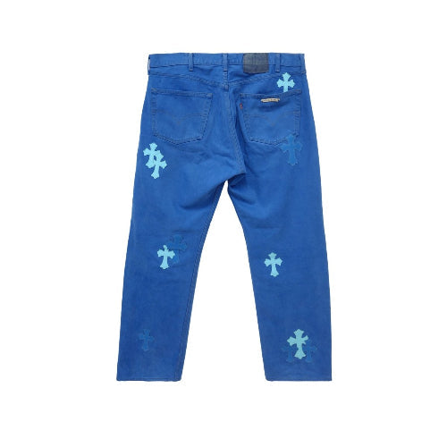 Chrome Hearts London Exclusive Blue Cross Patch Jeans back