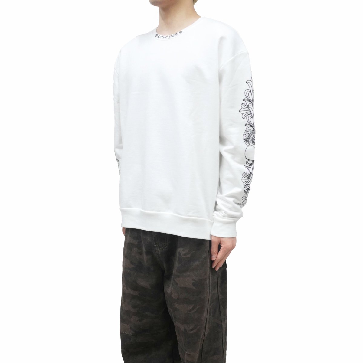 Chrome Hearts Love You Letter Sweatshirt - White Cotton Crewneck - close up