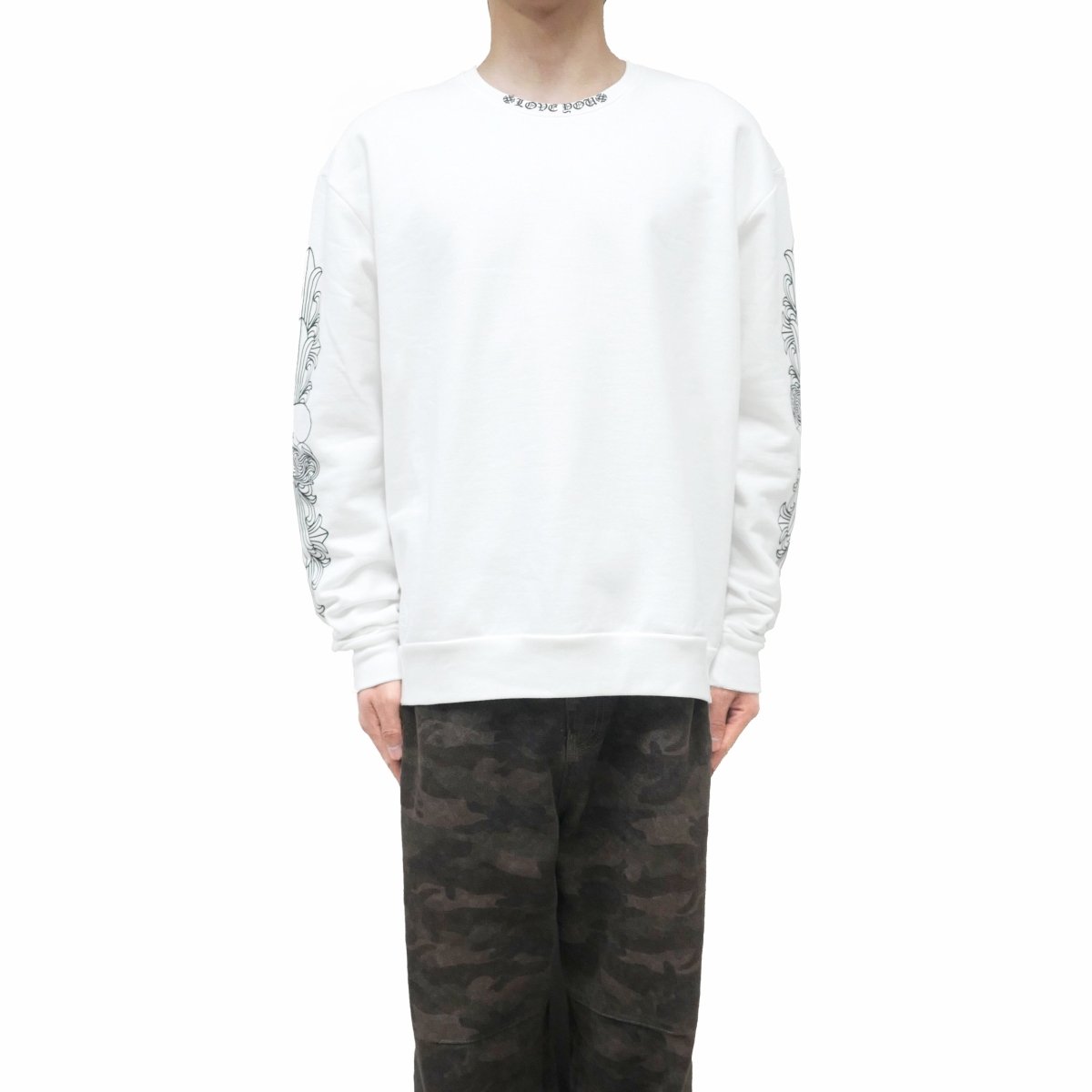 Chrome Hearts Love You Letter Sweatshirt - White Cotton Crewneck - detail view
