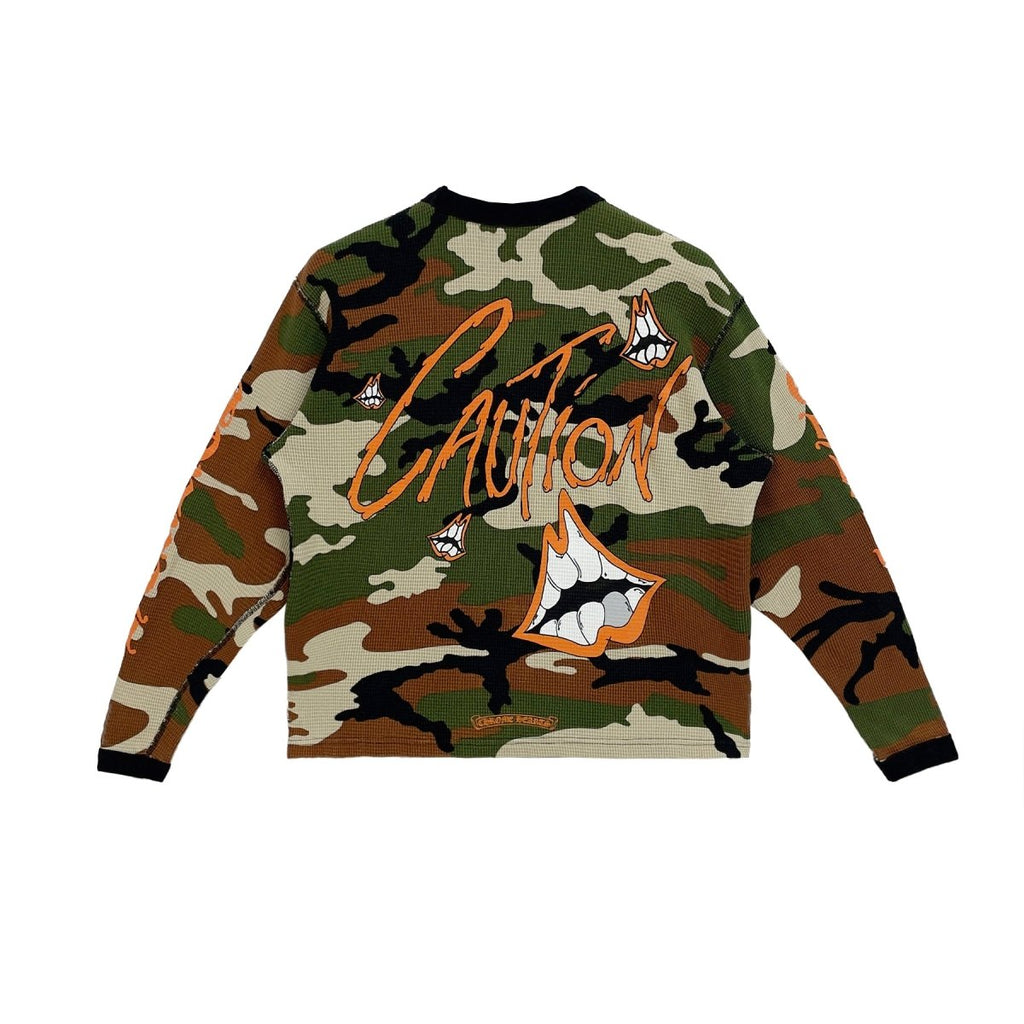 Chrome Hearts Matty Boy Camouflage Waffle Thermal Long Sleeve Tee - front view