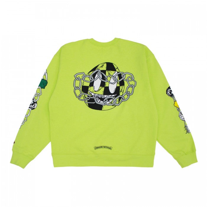 Chrome Hearts Matty Boy Link Crewneck Sweatshirt in Lime Green