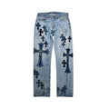 Chrome Hearts Matty Boy Sex Records Cross Patch Jeans – Denim front view