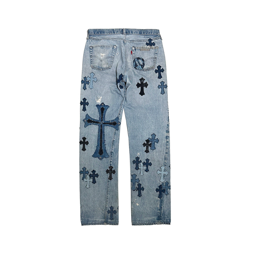 Chrome Hearts Matty Boy Sex Records Cross Patch Jeans – Denim back view