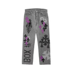 Chrome Hearts Online Exclusive Cross Patch Stencil Jeans – Light Grey front view