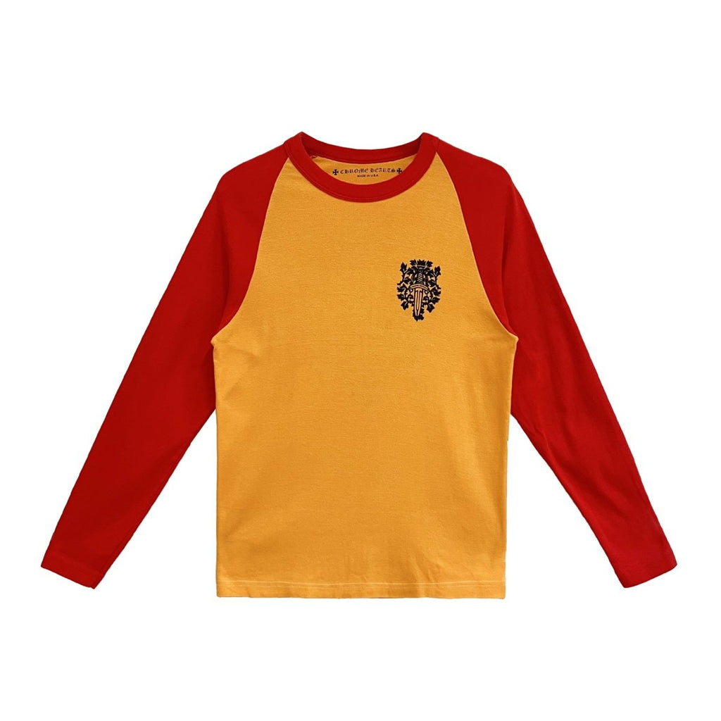 Chrome Hearts Orange & Red Dagger Logo Long Sleeve Tee