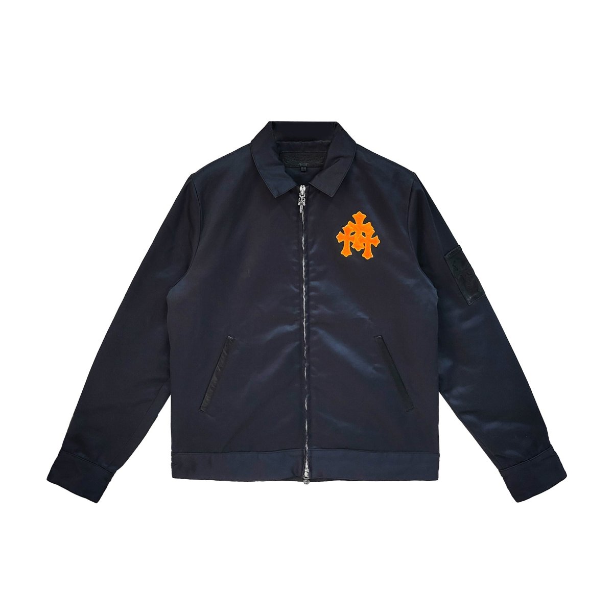 Chrome Hearts F&F Orange Triple Cross Nylon Zip Up Jacket in Navy