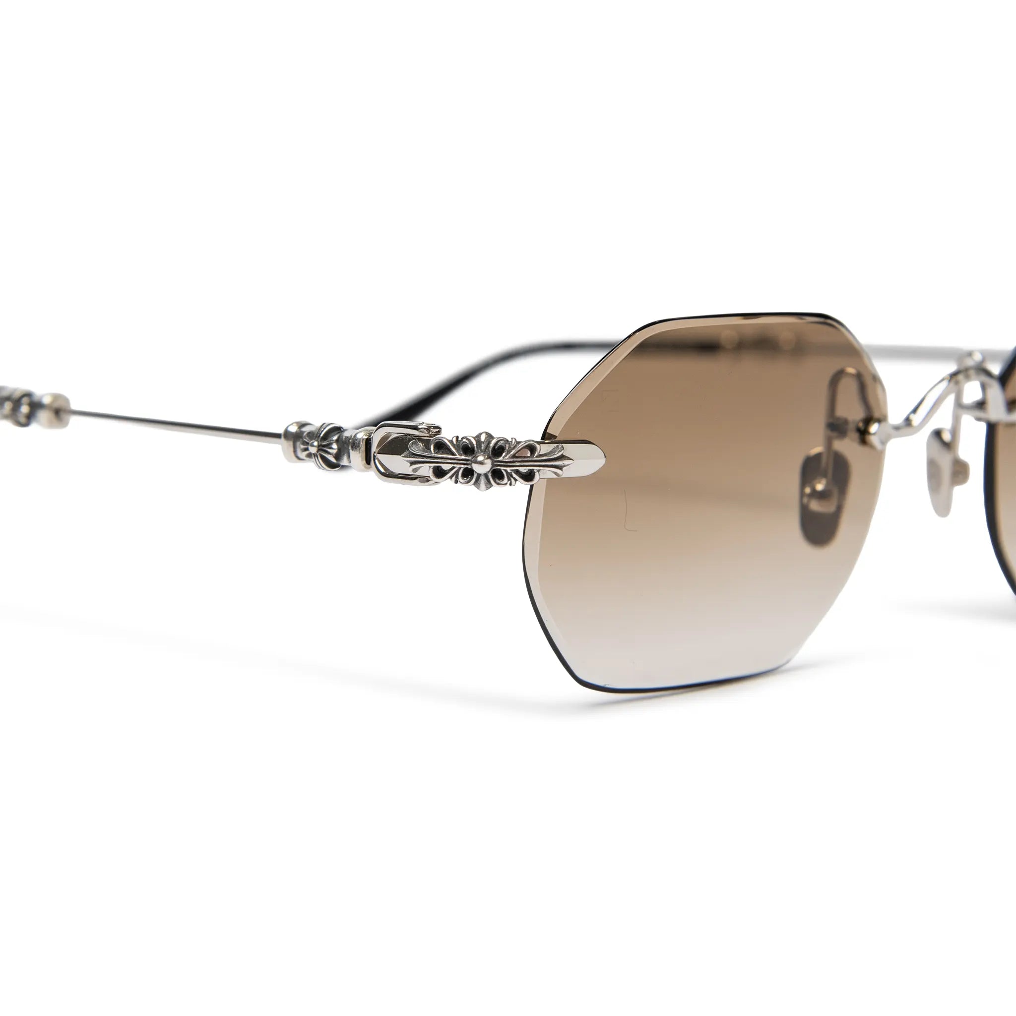 Chrome Hearts Pills III Silver Brown Diamond-Cut Sunglasses