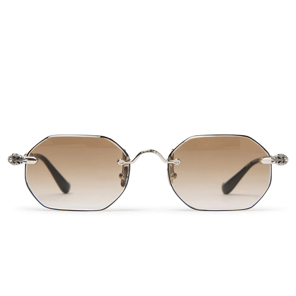 Chrome Hearts Pills III Silver Brown Diamond-Cut Sunglasses