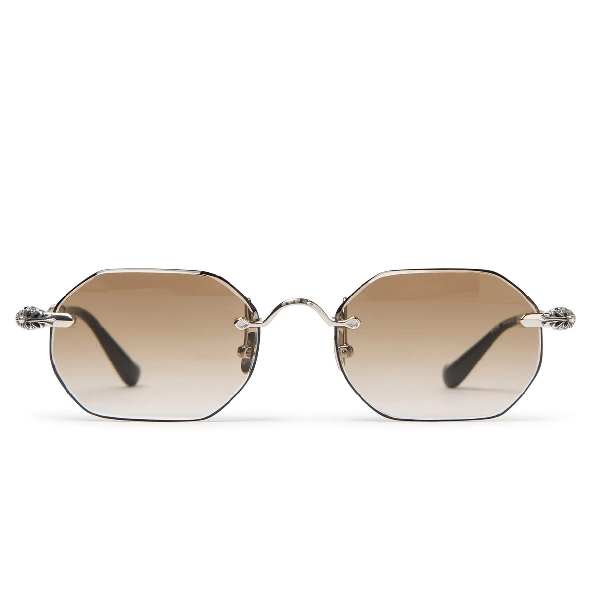 Chrome Hearts Pills III Silver Brown Diamond-Cut Sunglasses