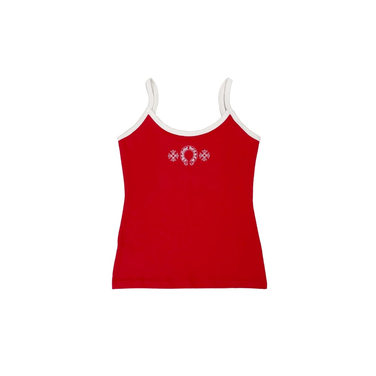 Chrome Hearts Horseshoe Logo Red White Tank Top