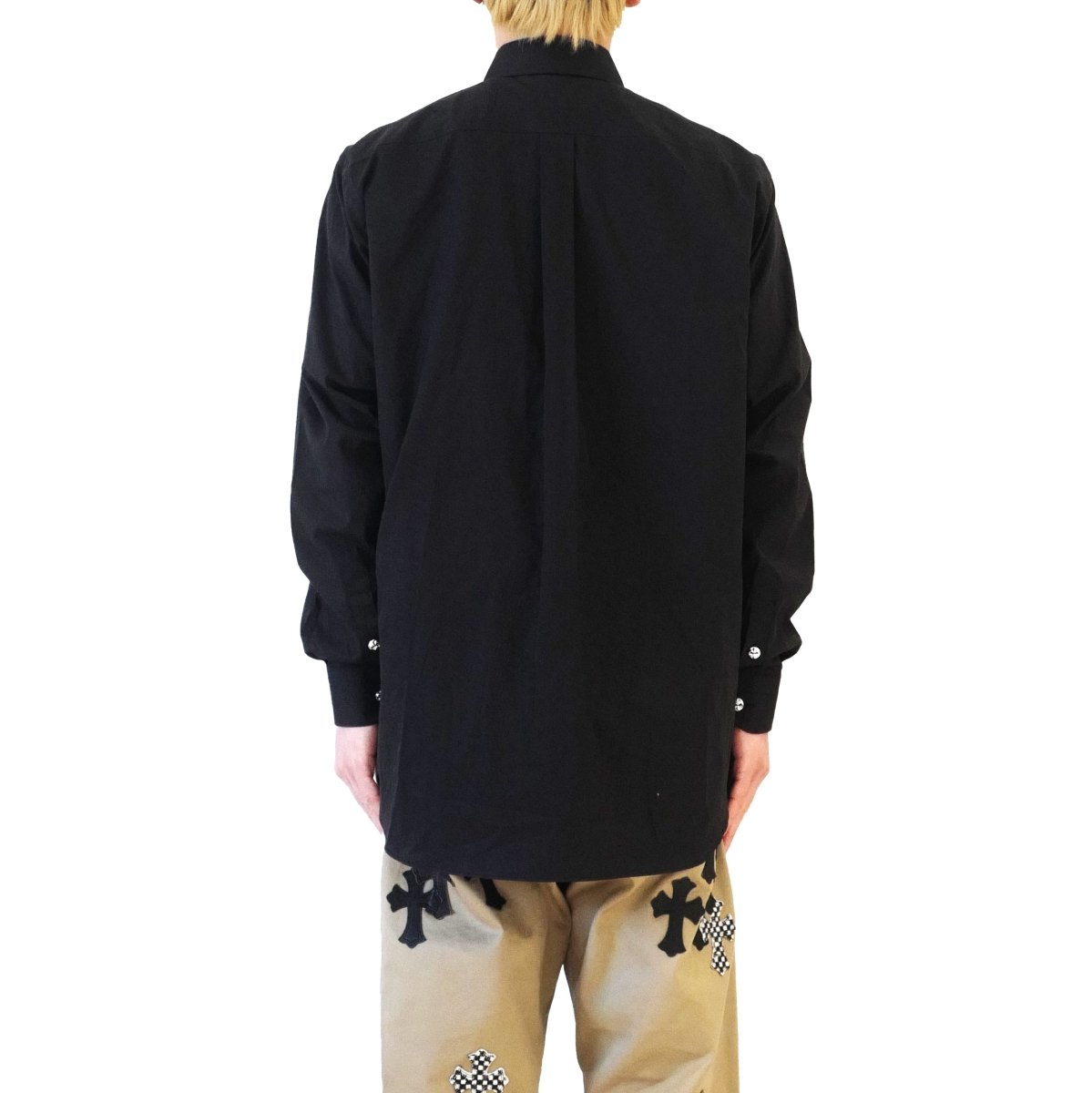 Chrome Hearts Silver BS Fleur Buttons Black Shirt