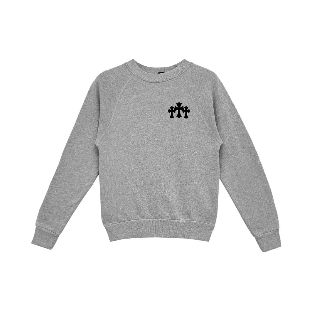 Chrome Hearts Triple Cross CH Letter Sweatshirt in Grey