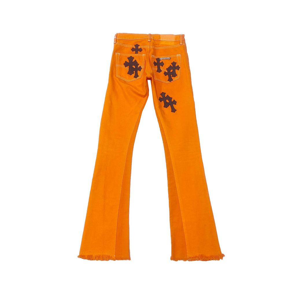 Chrome Hearts Virgil Art Basel Gallery Dept. Cross Patch Jeans – Orange back view
