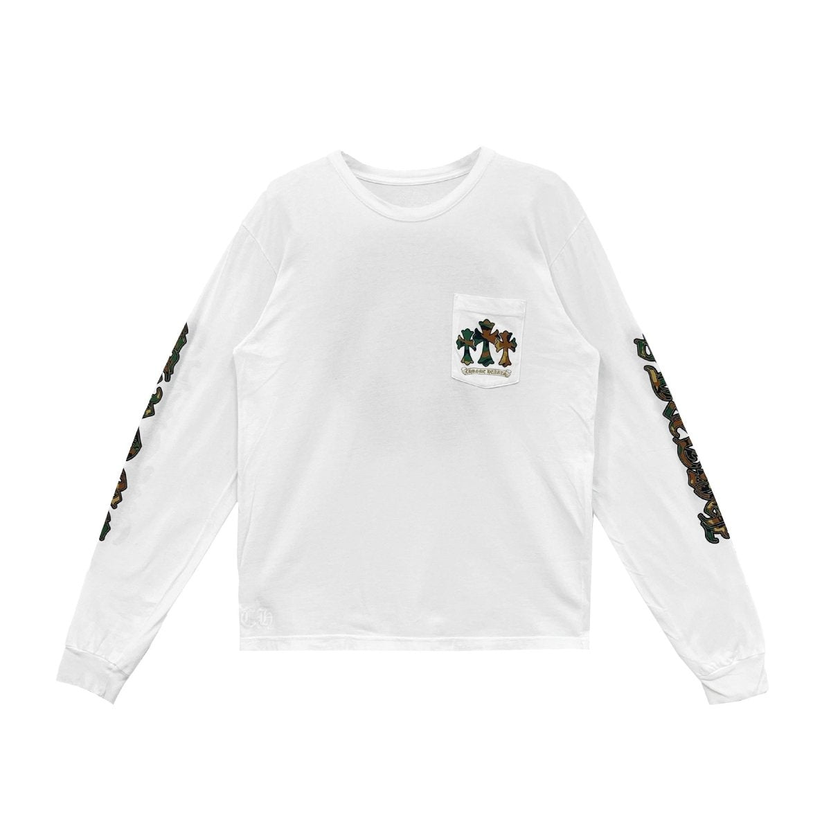 Chrome Hearts White Camo Triple Cross Horseshoe Long Sleeve Shirt - front view