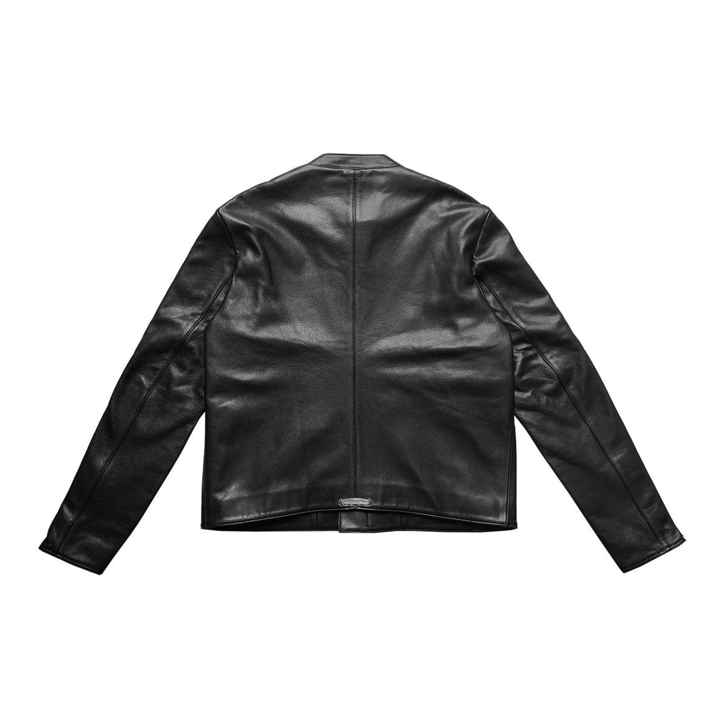 Chrome Hearts White & Pink Cross Leather Patch Jacket in Black
