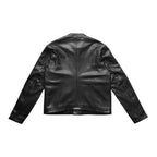 Chrome Hearts White & Pink Cross Leather Patch Jacket in Black