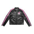 Chrome Hearts White & Pink Cross Leather Patch Jacket in Black