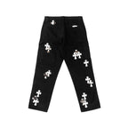 Chrome Hearts White & Zebra Cross Patch Double Knee Carpenter Pants in Black