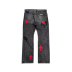 Chrome Hearts x Drake Black Red Cross Patch Jeans – Grey back view