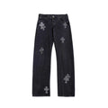 Chrome Hearts x Levi's 501 Checkerboard Pony Hair Cross Patch Jeans – Black front view