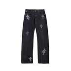 Chrome Hearts x Levi's 501 Checkerboard Pony Hair Cross Patch Jeans – Black front view