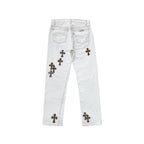 Chrome Hearts x Levi's 501 Leopard Pony Hair Cross Patch Jeans – White back view