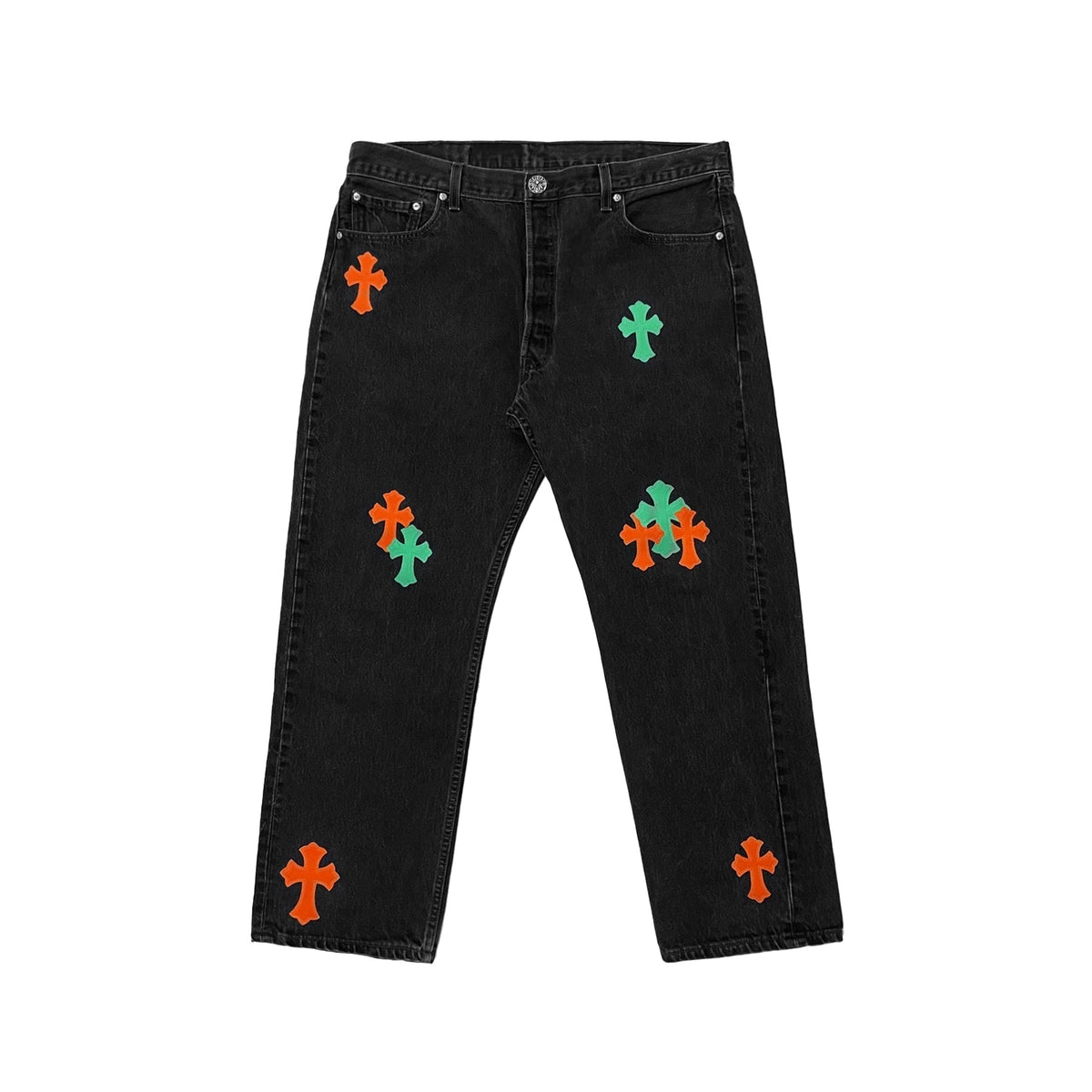 Chrome Hearts x Levi's 501 Miami Cross Patch Jeans – Black back view