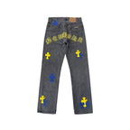 Chrome Hearts x Levi's 501 New York Exclusive Cross Patch Jeans – Grey front view