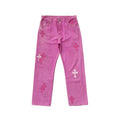 Chrome Hearts x Levi's 501 Sex Records Pink Cross Patch Jeans front view
