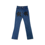Chrome Hearts x Levi's 517 Black Cross Patch Jeans – Blue front view
