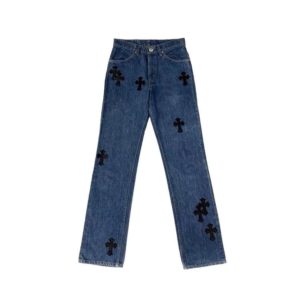 Chrome Hearts x Levi's 517 Blue Cross Patch Jeans – Black front view