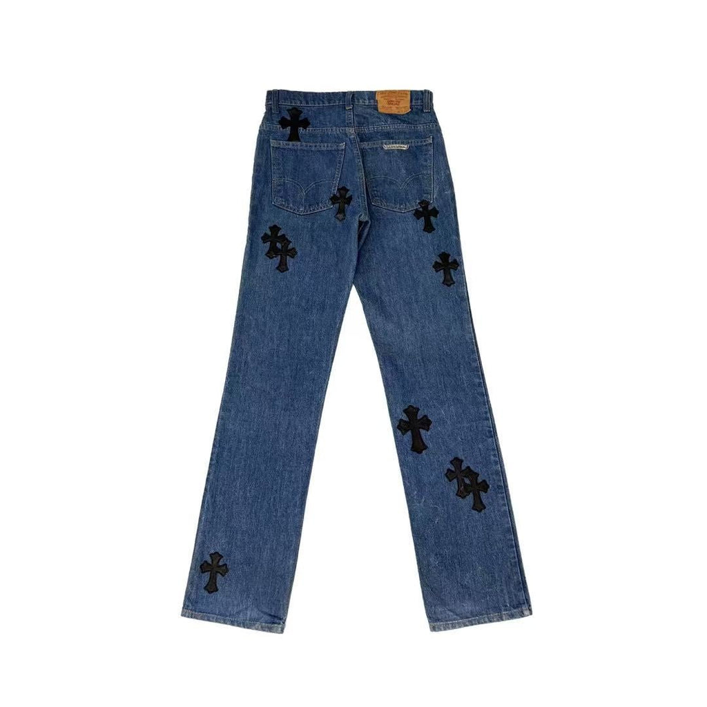 Chrome Hearts x Levi's 517 Blue Cross Patch Jeans – Black back view