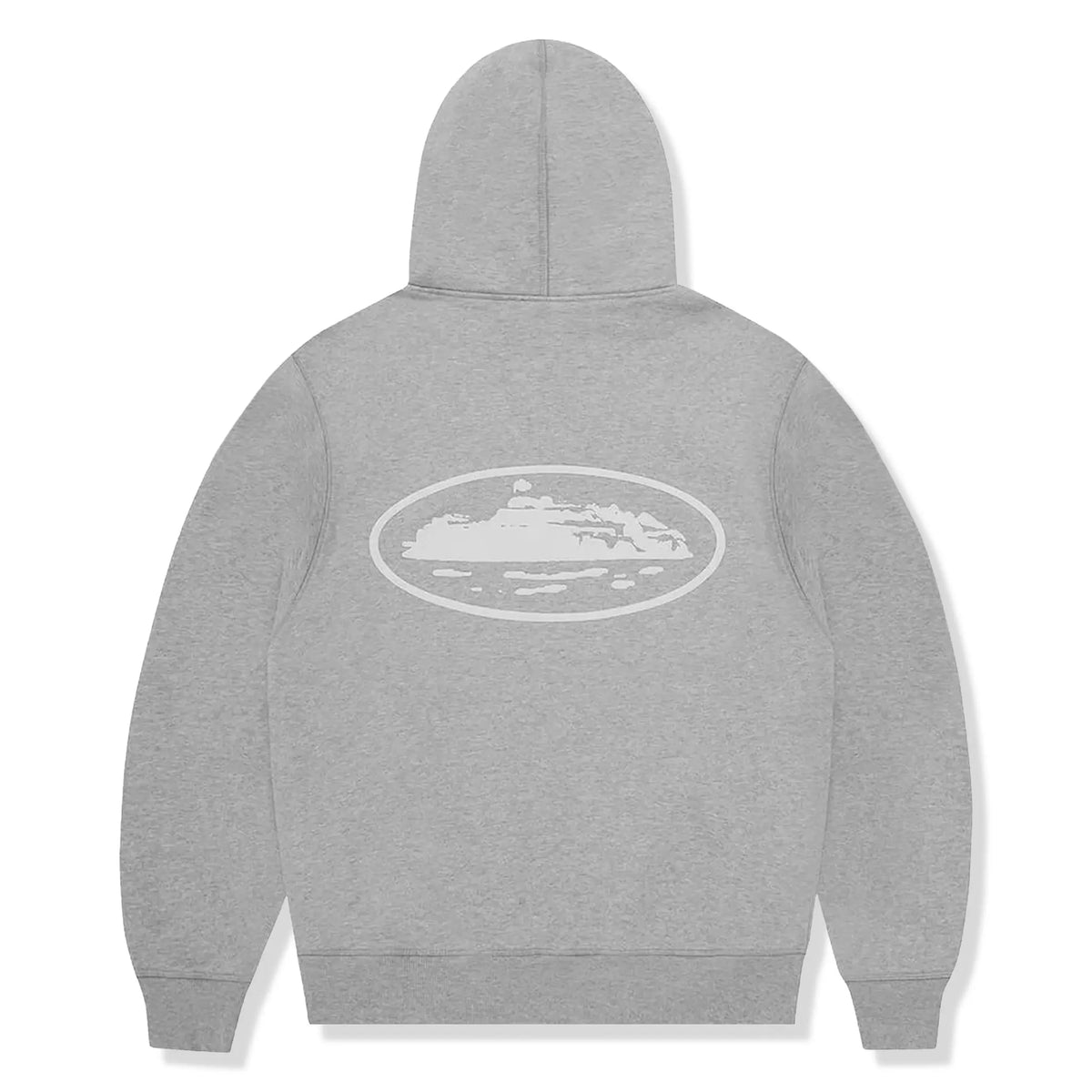 Corteiz Island Puff Print Zip-Up Hoodie - Heather Grey