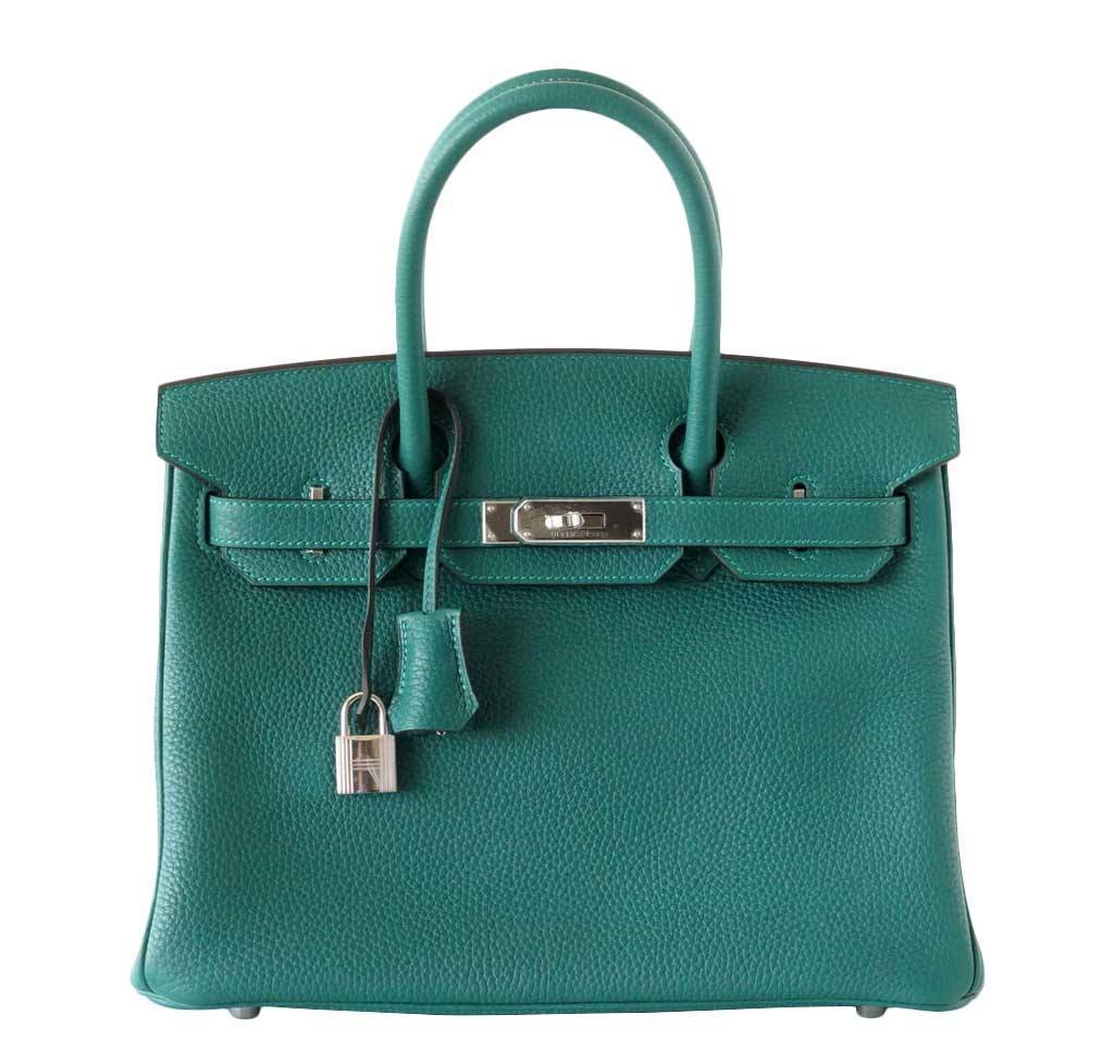 Hermes Birkin 30 Malachite Clemence Leather Palladium Hardware